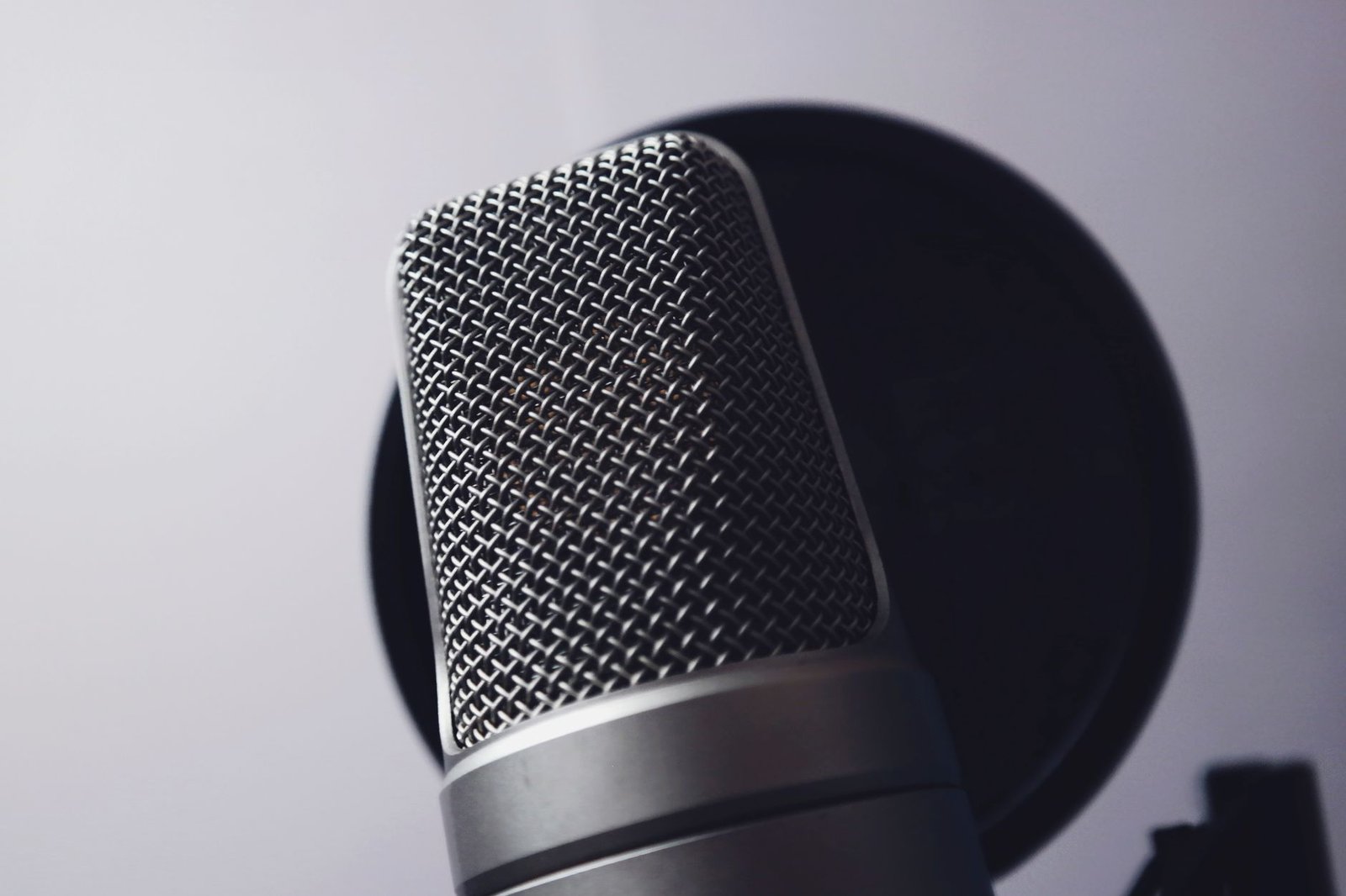 Professional microphone in a recording studio