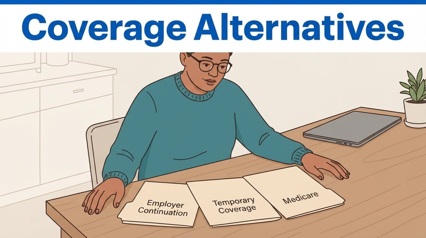 One person compares three folders at a table.